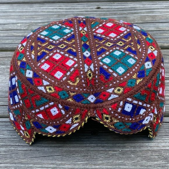 Handmade Men Hat Sindhi Embroidery Cultural Traditional Topi Cap Hat Multi Color - Picture 1 of 11